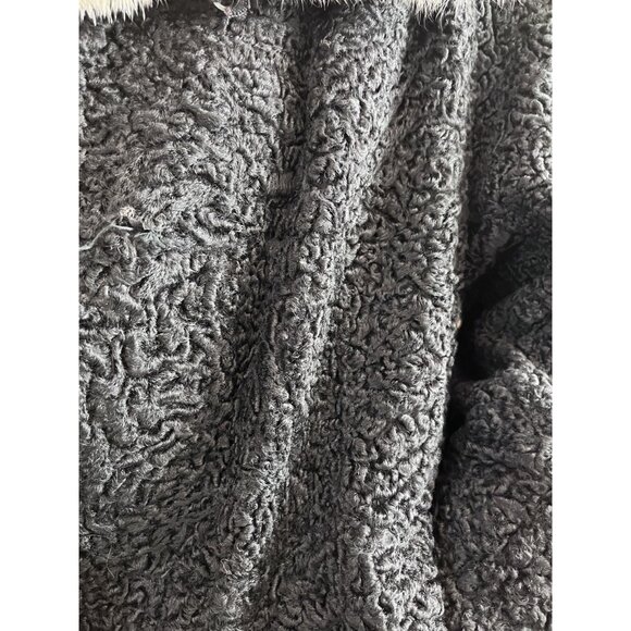 Vintage 1950s Persian Lamb Wool Swing Coat W/ Gray Mink Collar Satin Brocade Lin - Picture 9 of 10